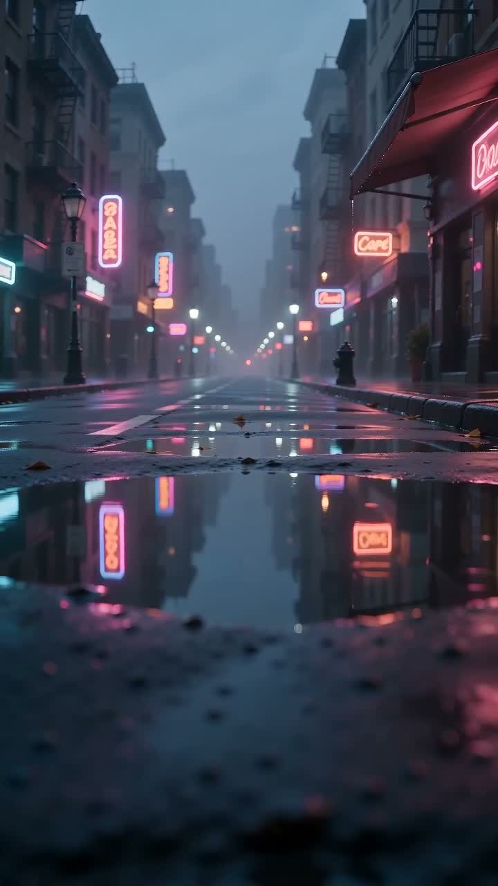 Frame from our generated rainy street